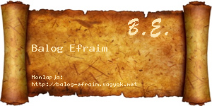 Balog Efraim névjegykártya